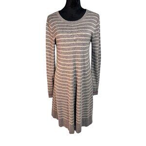 Philosophy Republic Striped Gray Long Sleeve Swing Sweater Dress